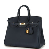 Hermes Birkin 25 Bleu Abysse Togo Gold Hardware