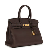 Hermes Birkin 30 Chocolate Togo Gold Hardware