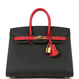 Hermes Special Order (HSS) Birkin Sellier 25 Black and Rouge Casaque Epsom Gold Hardware - Thumbnail View 1