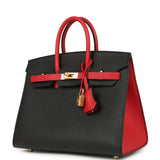 Hermes Special Order (HSS) Birkin Sellier 25 Black and Rouge Casaque Epsom Gold Hardware - Thumbnail View 5