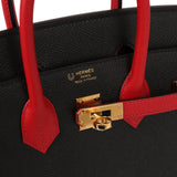 Hermes Special Order (HSS) Birkin Sellier 25 Black and Rouge Casaque Epsom Gold Hardware - Thumbnail View 7