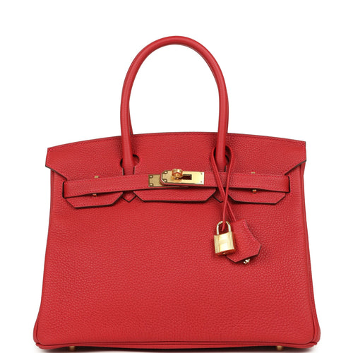 Hermes Birkin 30 Rouge Casaque Togo Gold Hardware