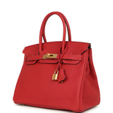 Hermes Birkin 30 Rouge Casaque Togo Gold Hardware