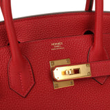 Hermes Birkin 30 Rouge Casaque Togo Gold Hardware