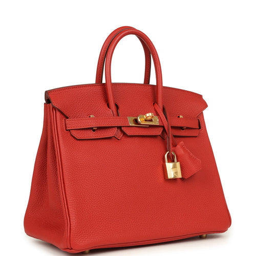 Hermes Birkin 25 Vermillion Togo Gold Hardware