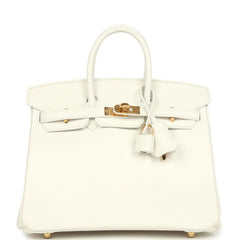 Hermes Birkin 25 New White Swift Gold Hardware