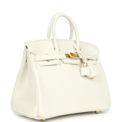 Hermes Birkin 25 New White Swift Gold Hardware