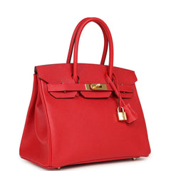 Pre-owned Hermes Birkin 30 Rouge Casaque Epsom Gold Hardware
