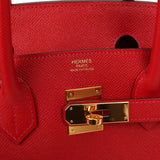 Pre-owned Hermes Birkin 30 Rouge Casaque Epsom Gold Hardware