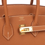 Pre-owned Hermes Birkin 25 Gold Togo Gold Hardware
