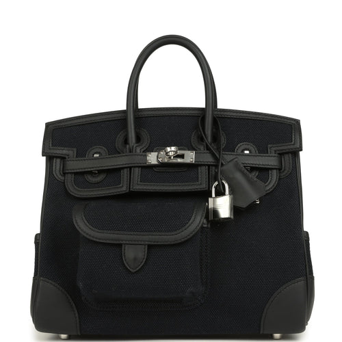 Hermes Birkin 25 Cargo Black Toile Goeland and Black Swift Palladium Hardware