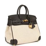 Hermes Birkin 25 Ecru and Beige Toile H Canvas and Bai Brun Swift Gold Hardware