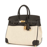 Hermes Birkin 25 Ecru and Beige Toile H Canvas and Bai Brun Swift Gold Hardware