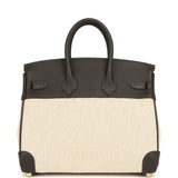 Hermes Birkin 25 Ecru and Beige Toile H Canvas and Bai Brun Swift Gold Hardware