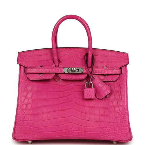 Hermes Birkin 25 Rose Shocking Matte Niloticus Crocodile Palladium Hardware