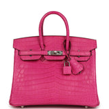 Hermes Birkin 25 Rose Shocking Matte Niloticus Crocodile Palladium Hardware