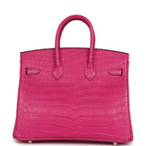 Hermes Birkin 25 Rose Shocking Matte Niloticus Crocodile Palladium Hardware