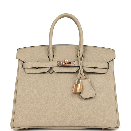 Hermes Birkin 25 Gris Tourterelle Togo Rose Gold Hardware
