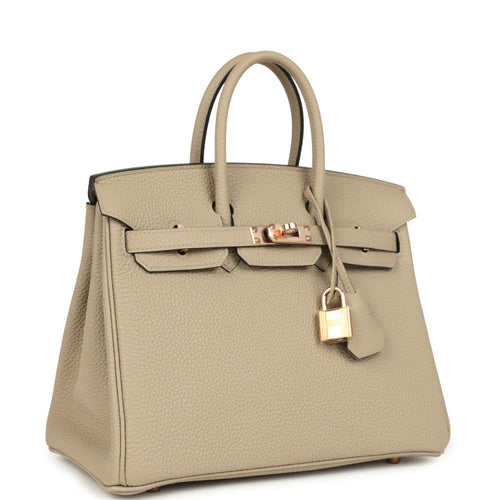 Hermes Birkin 25 Gris Tourterelle Togo Rose Gold Hardware