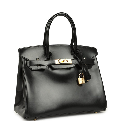 Hermes Birkin 30 Black Box Gold Hardware