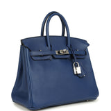 Pre-owned Hermes Birkin 25 Bleu Saphir Swift Palladium Hardware