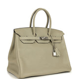 Pre-owned Hermes Birkin 35 Sauge Clemence Palladium Hardware
