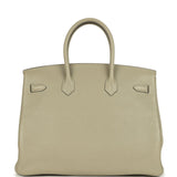 Pre-owned Hermes Birkin 35 Sauge Clemence Palladium Hardware