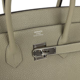 Pre-owned Hermes Birkin 35 Sauge Clemence Palladium Hardware