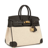Hermes Birkin 25 Ecru and Beige Toile H Canvas and Bai-Brun Swift Gold Hardware - Thumbnail View 2