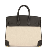 Hermes Birkin 25 Ecru and Beige Toile H Canvas and Bai-Brun Swift Gold Hardware - Thumbnail View 4