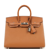 Hermes Birkin Sellier 25 Gold Epsom Palladium Hardware