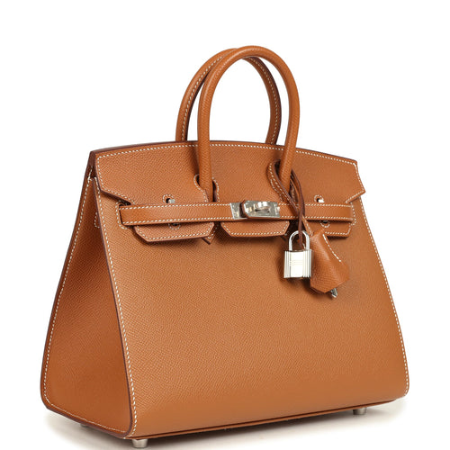 Hermes Birkin Sellier 25 Gold Epsom Palladium Hardware