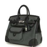 Hermes Birkin 25 Cargo Vert Mangrove Toile Goeland and Black Swift Palladium Hardware