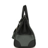 Hermes Birkin 25 Cargo Vert Mangrove Toile Goeland and Black Swift Palladium Hardware