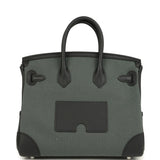 Hermes Birkin 25 Cargo Vert Mangrove Toile Goeland and Black Swift Palladium Hardware