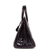 Pre-owned Hermes Birkin 35 Amethyst Shiny Porosus Crocodile Gold Hardware