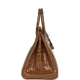 Pre-owned Hermes Birkin 35 Ficelle Shiny Porosus Crocodile Gold Hardware