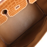 Pre-owned Hermes Birkin 35 Ficelle Shiny Porosus Crocodile Gold Hardware