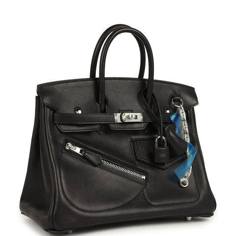 Hermes Limited Edition Birkin Rock 25 Black Volupto Palladium Hardware