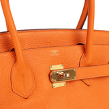 Vintage Hermes Shoulder Birkin 42 JPG Orange Clemence Gold Hardware