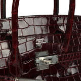 Pre-owned Hermes Birkin 35 Bordeaux Shiny Porosus Crocodile Palladium Hardware - Thumbnail View 7
