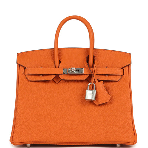 Hermes Birkin 25 Orange Togo Palladium Hardware
