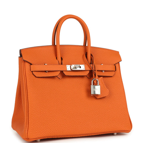 Hermes Birkin 25 Orange Togo Palladium Hardware