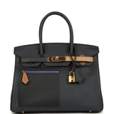 Pre-owned Hermes Colormatic Birkin 30 Caban, Chai & Black Swift Gold Hardware - Thumbnail View 1