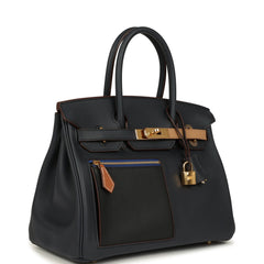 Pre-owned Hermes Colormatic Birkin 30 Caban, Chai & Black Swift Gold Hardware