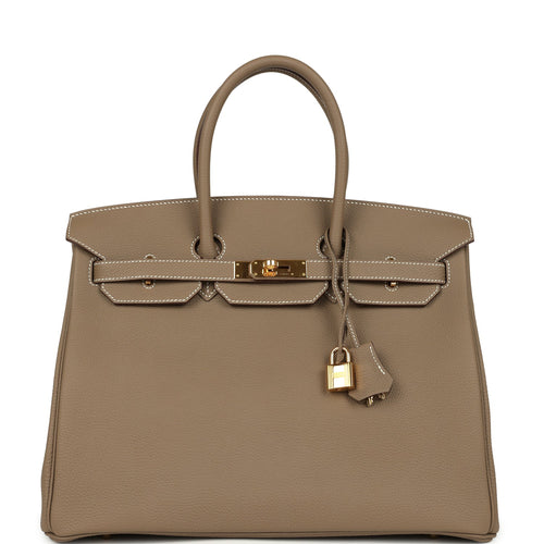 Pre-owned Hermes Birkin 35 Etoupe Togo Gold Hardware