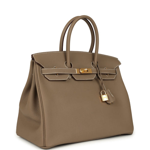 Pre-owned Hermes Birkin 35 Etoupe Togo Gold Hardware