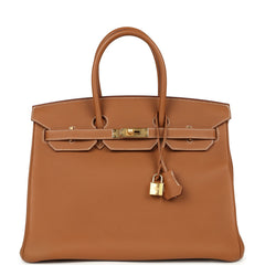 Pre-owned Hermes Birkin 35 Gold Togo Gold Hardware