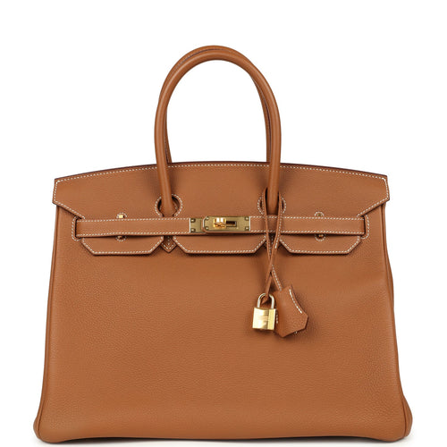 Pre-owned Hermes Birkin 35 Gold Togo Gold Hardware