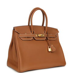 Pre-owned Hermes Birkin 35 Gold Togo Gold Hardware